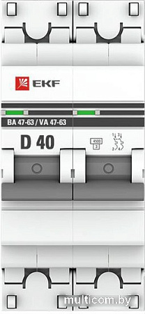 Выключатель автоматический EKF ВА 47-63 2Р 40А (D) PROxima mcb4763-2-40D-pro