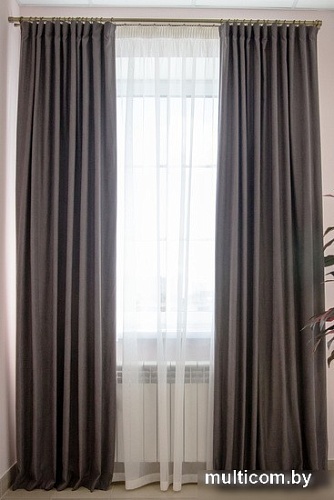 Комплект штор Decoretto Нубук НТС-K18 3.5x2.7 м (темно-серый, 2 шт)