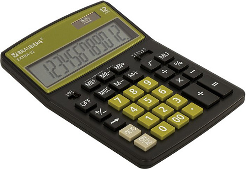 Бухгалтерский калькулятор BRAUBERG Extra 12-BKOL 250471 (черный/оливковый)