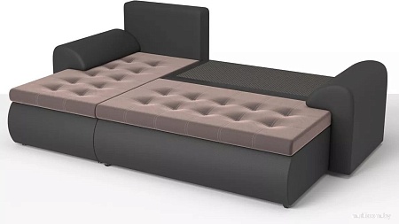 Угловой диван Stolline Ванкувер 08 левый (экокожа черная/велюр коричневый)