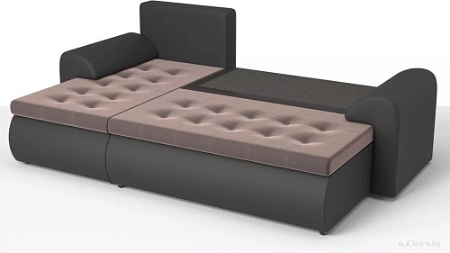 Угловой диван Stolline Ванкувер 08 левый (экокожа черная/велюр коричневый)