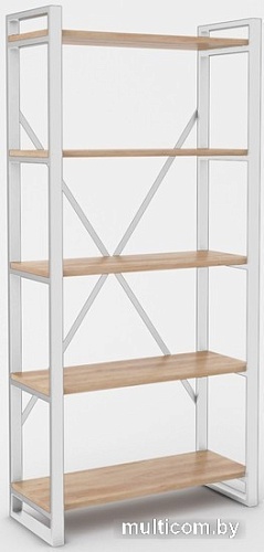 Стеллаж Hype Mebel Стандарт-2 80x200 (белый/дуб галифакс натуральный)