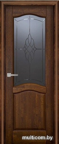 Межкомнатная дверь Vi Lario Лео м. ДО 80x200 (античный орех, мателюкс графит с фрезеровкой)