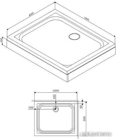 Душевой поддон AM.PM Gem W90T-404-100280W 100x80