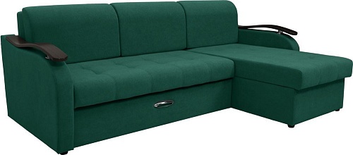Диван Сириус Лидер-2 с оттоманкой ППУ 250x165 (Eva 30 велюр зеленый)