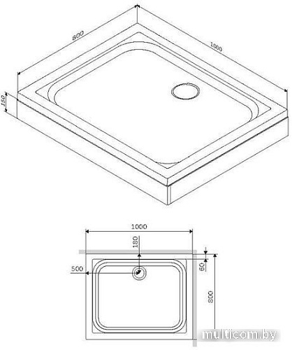 Душевой поддон AM.PM Gem W90T-404-100280W 100x80