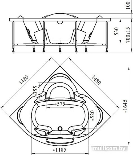 Ванна Radomir Сорренто 148x148