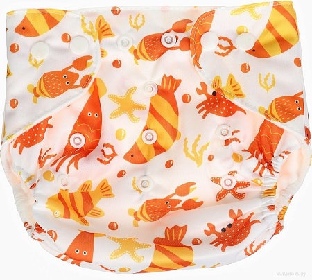 Многоразовый подгузник Крошка Я Крабик (белый/оранжевый)