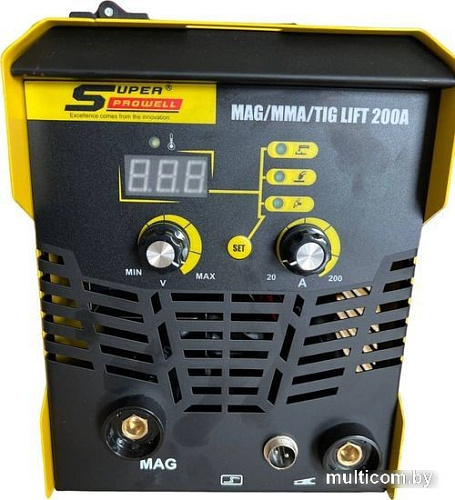 Сварочный инвертор Super Prowell MAG/MMA/TIG Lift 200А (5 кг, без газа, съемный рукав)