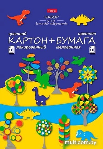 Набор цветного картона Hatber Динозаврики 20НКБ4_18493 (10 цв./10 цв.)
