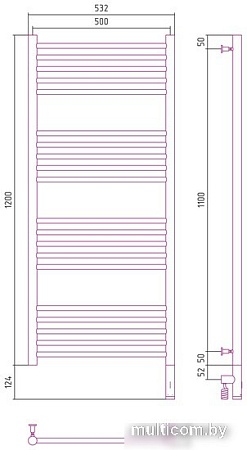 Полотенцесушитель Сунержа Богема 3.0 прямая 1200х500 МЭМ правый 30-5805-1250
