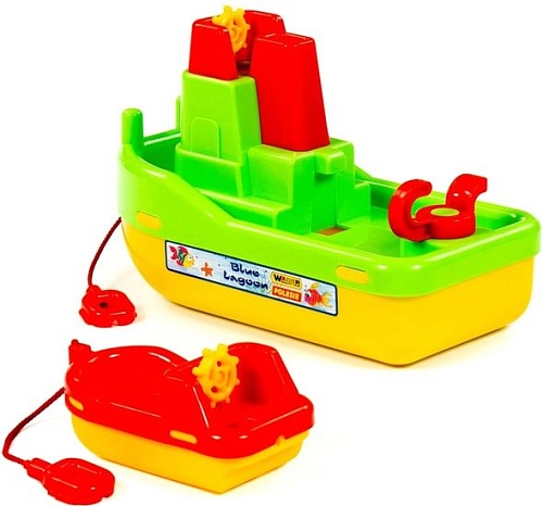 Игрушечный транспорт Полесье Набор №402, буксир Лагуна кор. №4 41227 (зеленый/красный/желтый)