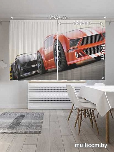 Комплект штор JoyArty В центре гонки 1.45x1.8 м pox_18225_145x180 (2 шт)