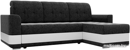 Угловой диван Mebelico Честер 61120 (правый, вельвет черный/экокожа белый)
