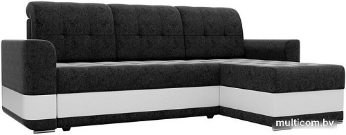 Угловой диван Mebelico Честер 61120 (правый, вельвет черный/экокожа белый)