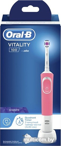 Электрическая зубная щетка Braun Oral-B Vitality 100 3D White D100.413.1 (розовый)