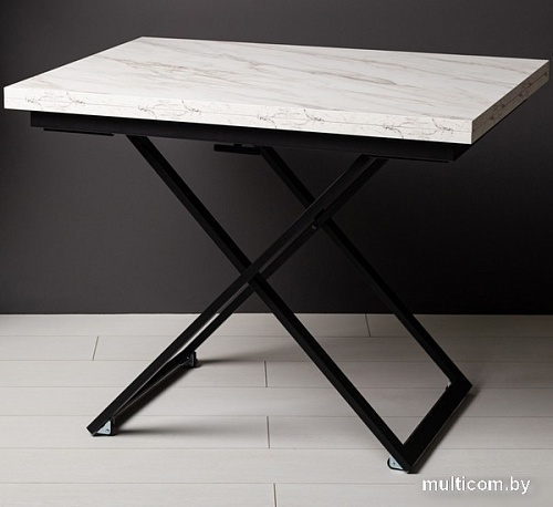 Стол-трансформер Levmar Compact D95/S53 (белый мрамор/черный)
