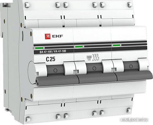 Выключатель автоматический EKF PROxima ВА 47-100 3P 25A (C) mcb47100-3-25C-pro