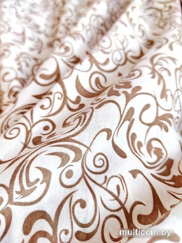 Постельное белье Luxsonia Трикотаж на резинке 140x200 3004 (вензель молочный)