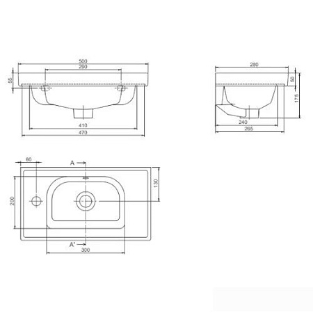 Умывальник CeraStyle Frame mini VB015F32R00