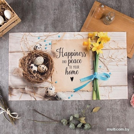 Полотенце Этель Счастья и мира Вашему дому 6261135 (бежевый/голубой/желтый/серый)