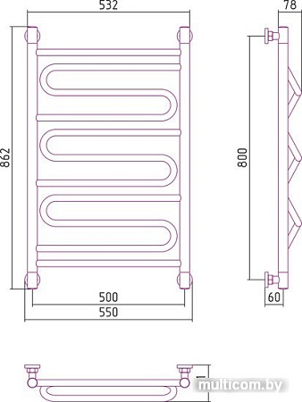 Полотенцесушитель Сунержа Элегия+ 800x500 00-0205-8050