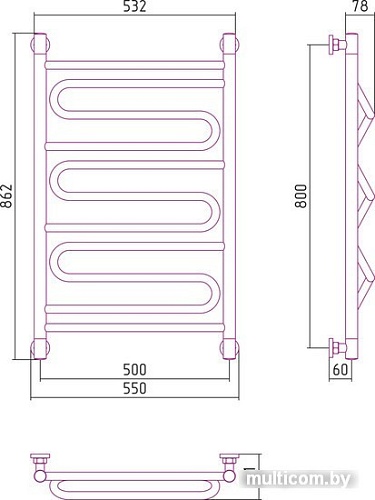 Полотенцесушитель Сунержа Элегия+ 800x500 00-0205-8050