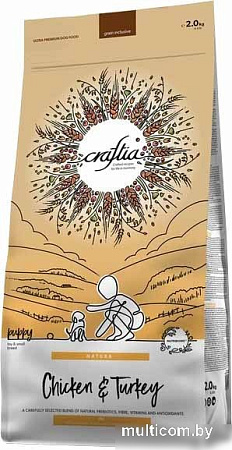 Сухой корм для собак Craftia Natura для щенков миниат. и мелких пород с курицей и индейкой (2кг)