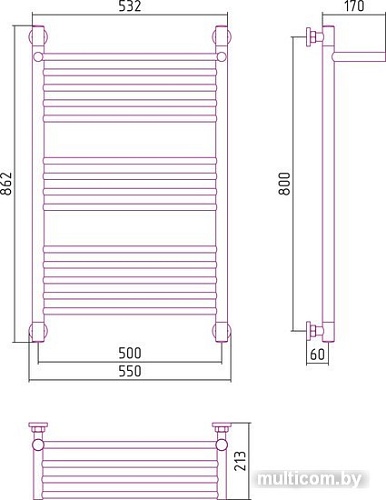 Полотенцесушитель Сунержа Богема с полкой+ 800x500 31-0223-8050