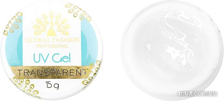 Гель Global Fashion Clear transparent для наращивания (прозрачный) 15 г