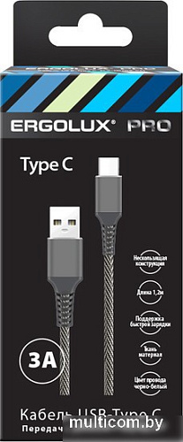 Кабель Ergolux ELX-CDC08-C41 USB Type-A - USB Type-C (1.2 м, черный)