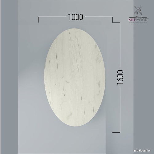 Столешница Millwood овальная 1600х1000х36 51783_bk_3 (дуб белый Craft)