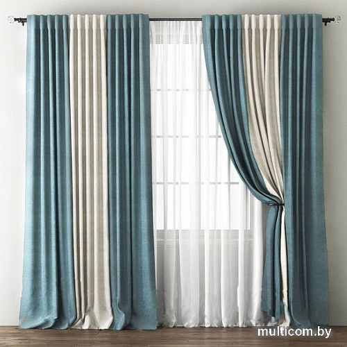 Комплект штор Pasionaria Кирстен 340x250 с подхватами (голубой/кремовый)