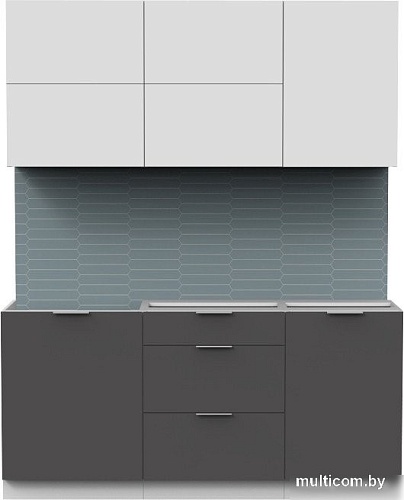 Готовая кухня Интермебель Микс Топ-33 1.7м без столешницы (белый премиум/графит серый)