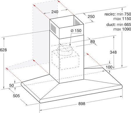 Кухонная вытяжка Hotpoint-Ariston HHC 9.8F LT X