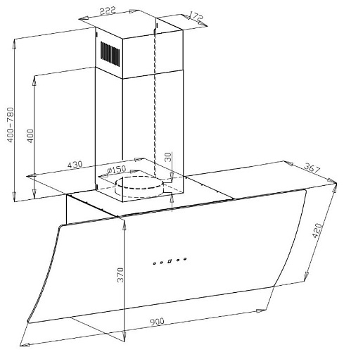 Каминная вытяжка LEX Plaza 600 White