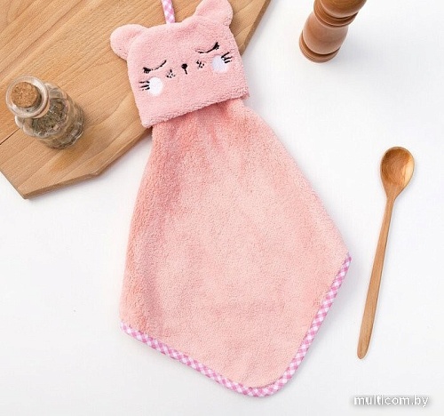 Полотенце Доляна Кошка 3751983 (розовый)