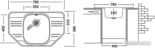 Кухонная мойка Ukinox Гранд GRP780.490-GT8K 2C
