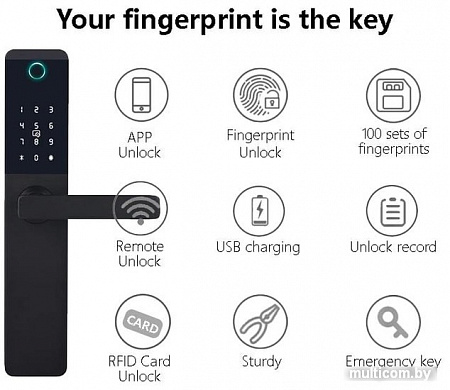 Дверной замок для умного дома Volibel Tuya Wifi Smart Front Door Lock