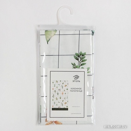 Полотенце Этель Flora вид 2 7561823 (белый/зеленый/оранжевый)