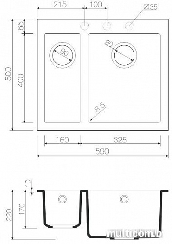 Кухонная мойка Omoikiri Bosen 59-2-EV [4993225]