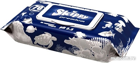 Влажные салфетки Skippy Premium с клапаном (70 шт)