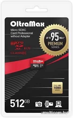 OltraMax Premium Series microSDXC 512GB OM512GCSDXC10UHS-1-PrU3 W