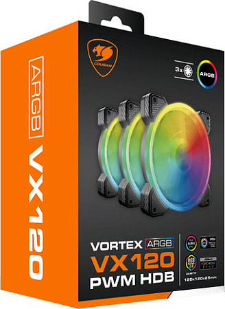 Набор вентиляторов Cougar Vortex VX120 CF-VX12HB3-RGB