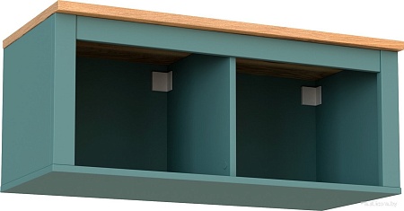 Полка Mio Tesoro Сага навесная 2 секции (темно-бирюзовый/ясень)