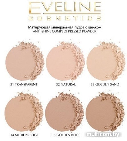 Компактная пудра Eveline Cosmetics Anti Shine Complex Pressed Powder (тон 31 transparent)
