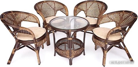 Обеденная группа TetChair Pelangi 02/15 4 кресла (грецкий орех)