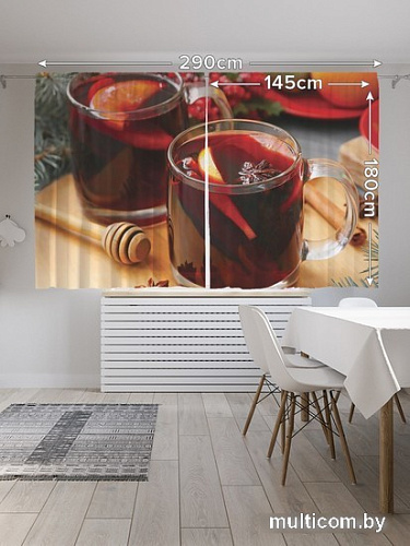Комплект штор JoyArty Чашечки глинтвейна Oxford DeLux 1.45x1.8 м pox_380843 (2 шт)