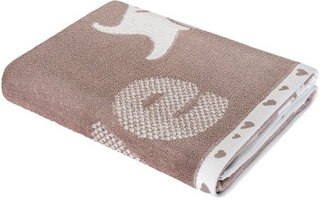 Полотенце Нордтекс Облачко Зайки Love МХ42 100x100 (бежевый тауп/белый)