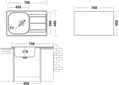 Кухонная мойка Ukinox Спектр SPM788.480-GT6K-O